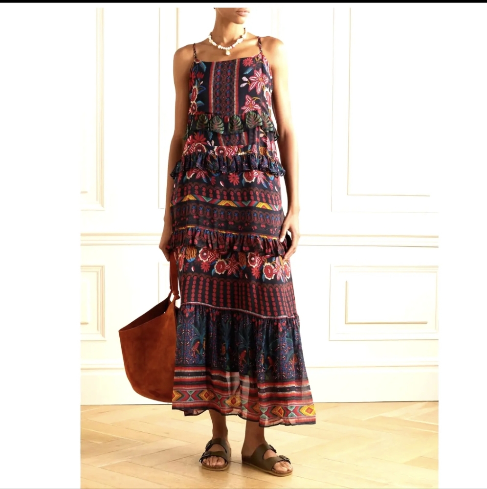 Farm Rio Fruit Paradise Tiered Maxi Dress-Multicolor
